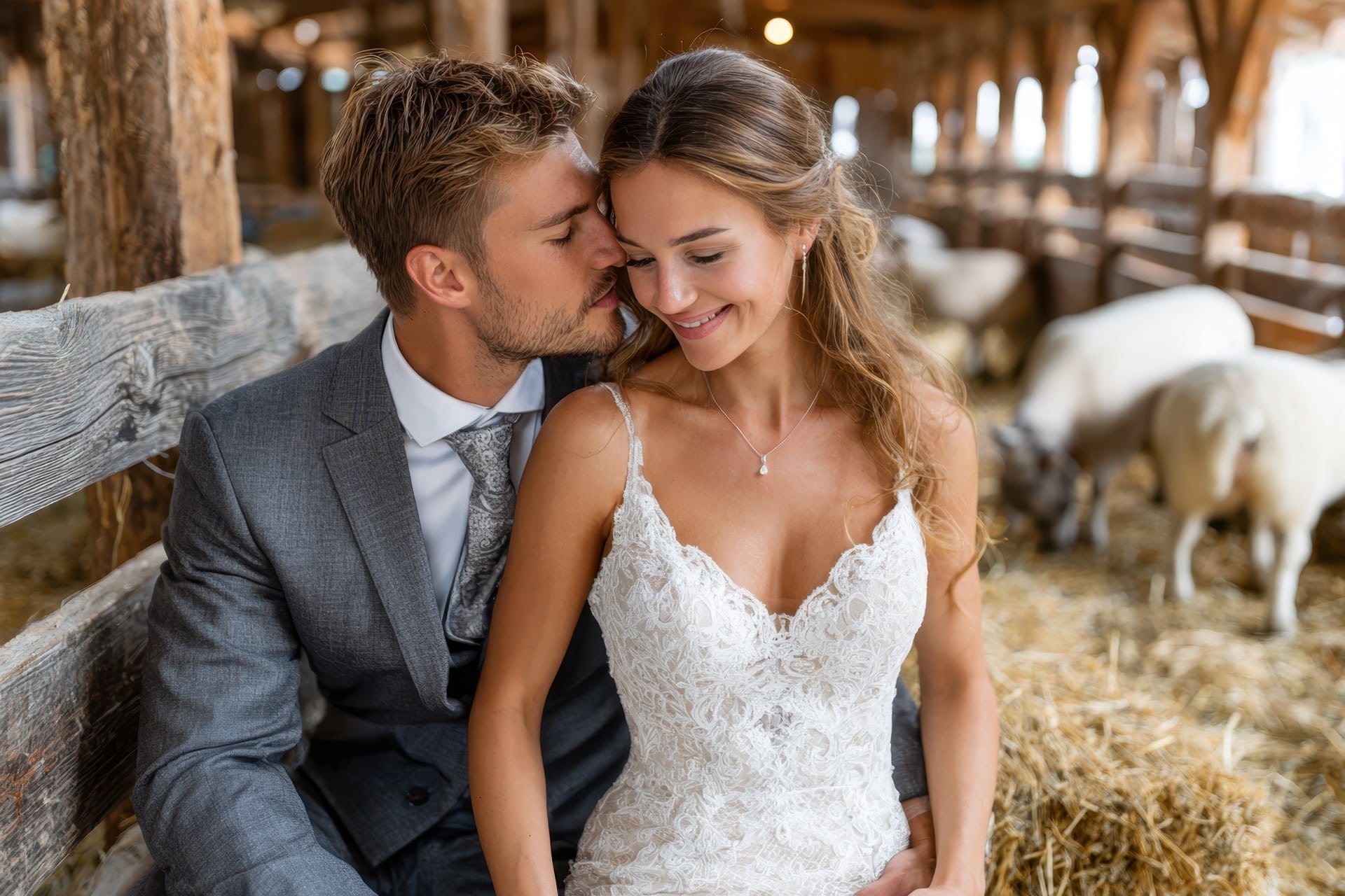 Intimer Moment in der Scheune | Hochzeit auf dem Bauernhof