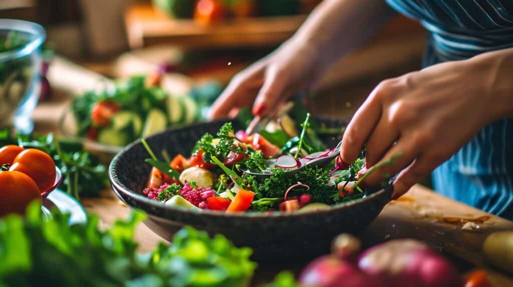 Farbiger Salat mit frischen Zutaten | Entkalkungsanlage